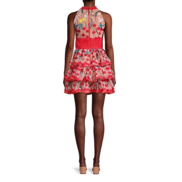 Bronx And Banco Ivanka Embroidered Ruffled Mini Dress Women’s Extra Small - Picture 3 of 10